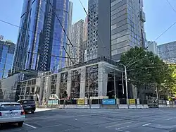 State Library main Swanston Street entrance under construction, 2025.