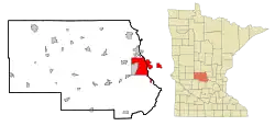 Location within Stearns County and the state of Minnesota