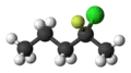 Ball-and-stick model of (R)-2-chloro-2-fluoropentane
