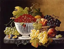 Still Life with Strawberry Basket, Severin Roesen, 1860–1871