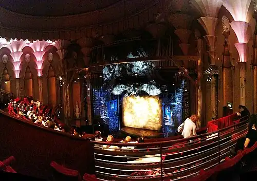 Influences of the Expressionist theatre and film – Interior of the Apollo Victoria Theatre in London, by Ernest Wamsley Lewis (1928–1930)[68]