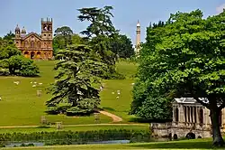 Image 78Hawkwell Field with Gothic temple, Cobham monument and Palladian bridge at Stowe House (from History of gardening)