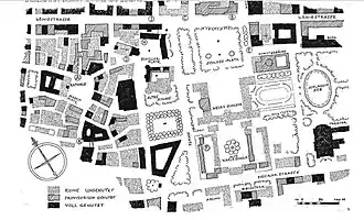 A drawn map of the ruins of Stuttgart's city center