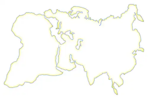 Watercolor illusion: this shape's yellow and blue border create the illusion of the object being pale yellow rather than white[42]