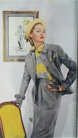 Hat by Hattie Carnegie, shown in Ladies Home Journal, 1948