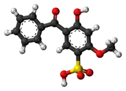 Ball-and-stick model of the sulisobenzone molecule