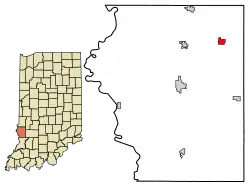 Location of Hymera in Sullivan County, Indiana.