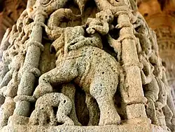 Execution by elephant carved on a pillar
