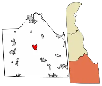 Location of Georgetown in Sussex County, Delaware.