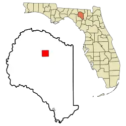 Location in Suwannee County and the state of Florida