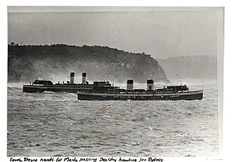 Dee Why (left) passes South Steyne at the Sydney Heads, early 1960s