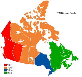 outline map of Canada showing Senators broadcast regions in Ontario, Quebec and the Maritimes