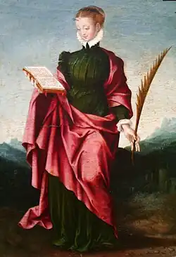 Close-up of the altarpiece, depicting Saint Engratia