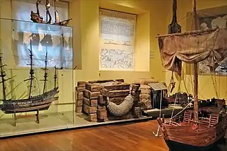 Mockups of medieval merchant vessels