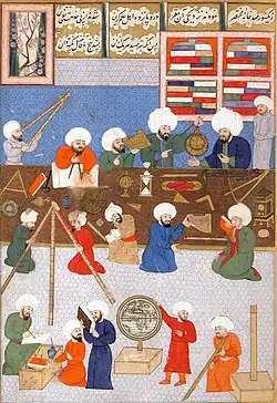 Ottoman astronomers at work around Taqī al-Dīn at the Istanbul Observatory