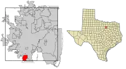 Location of Crowley in Tarrant County, Texas