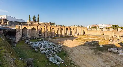 Panorama of exterior of Roman Theater