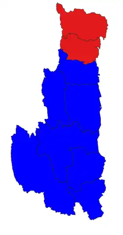 Tedim District (Red) in Chin State.