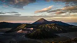 Sunrise over Tengger caldera on a clear day