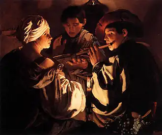The Concert (1627), 99.1 cm × 116.8 cm (39.0 in × 46.0 in), National Gallery, London