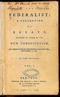 The Federalist (1st ed, 1788, vol I, title page)