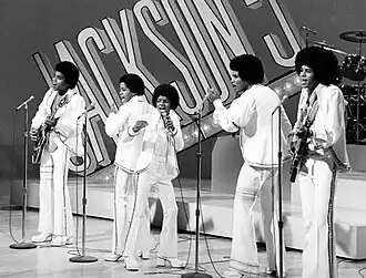 The Jackson 5 in 1972. From left to right: Tito, Marlon, Michael, Jackie, and Jermaine Jackson.