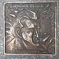 A bronze plaque set in the pavement outside The Palace Bar in memory of Brendan Behan