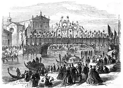 Grand Canal bridge decorated for official visit