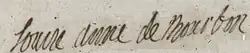 Louise Anne de Bourbon's signature