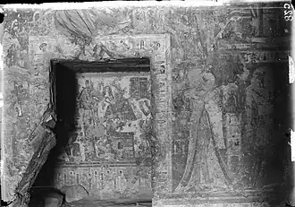 Back wall of the burial chamber of tomb QV 52, from which the rear annex is accessed