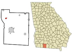 Location in Thomas County and the state of Georgia