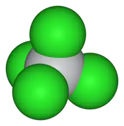 Spacefill model of titanium tetrachloride