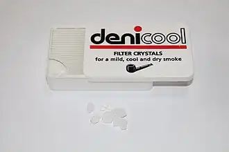 Smoking pipe filter crystals.