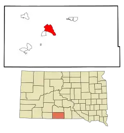 Location in Todd County and the state of South Dakota