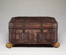 The case is leather over a wood frame