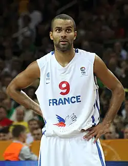 Tony Parker playing for the French national team