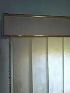 Close-up of a track blind, also known as vertical drapes