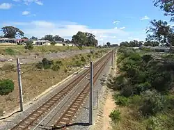 A railway line viewed from a bridge