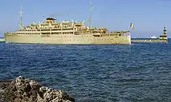 The passenger ship Transilvania in Constanța in 1967, built in 1938 at the shipyard Burnmeister-Wain in Copenhagen, Denmark