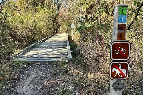 Trail entering Pennsylvania from White Clay Creek State Park in Maryland