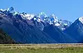 Eglinton Valley, Ngatimamoe Peak centred, Triangle Peak in upper left, Mount Christina to immediate right of Ngatimamoe Peak