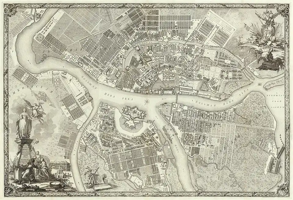 Nevsky Prospekt on the 1753 map