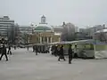 The Orthodox church and some market stands
