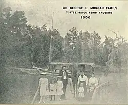 Water crossing at Turtle Bayou with family circa 1909