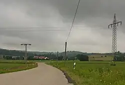 between Möckenau and Oberdachstetten, transmission towers in panorama