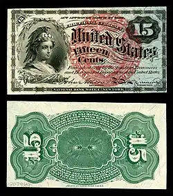 Fifteen-cent fourth-issue fractional note