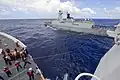 USCGC Waesche conducting a hand-line transfer to Yueyang during RIMPAC 2014