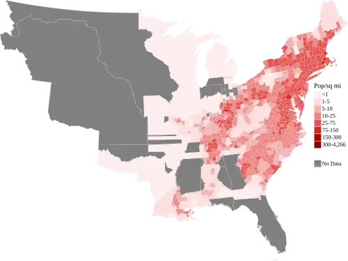 Population density by county using census data