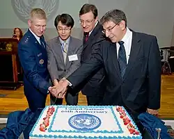 Yasuhiro Kobe of the Japanese foreign ministry pictured during the 2011 UN Command–Rear cake reception in celebration of United Nations Day