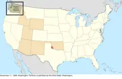 Map of the change to the United States in central North America on November 11, 1889